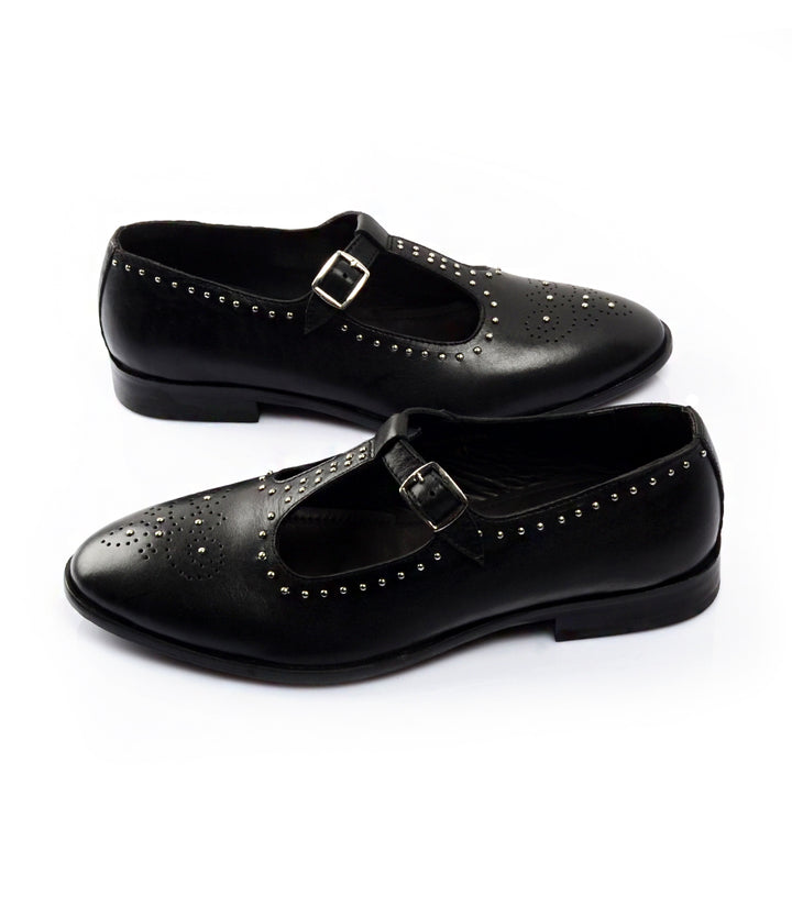 Pelle Santino- Regal Single Buckle Shoes for Men Black | Ethnic Sandal Jutti