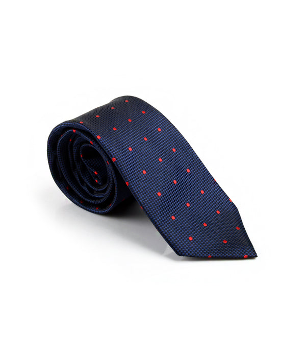 Midnight Blue & Red Polka Neck Tie