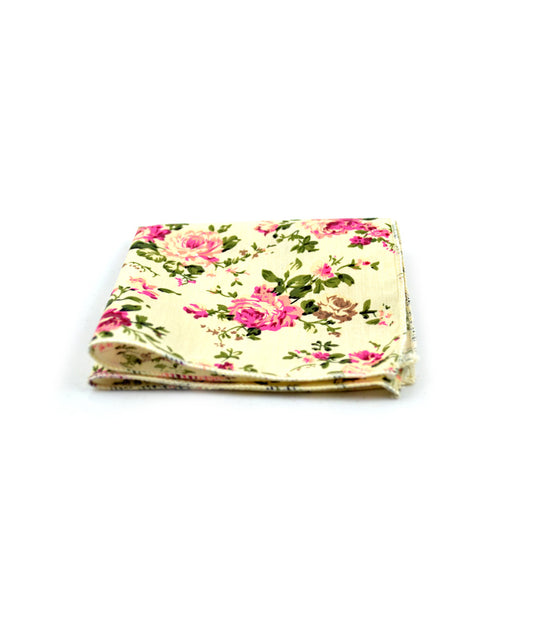 the dapper man- French Creme Floral Pocket Square