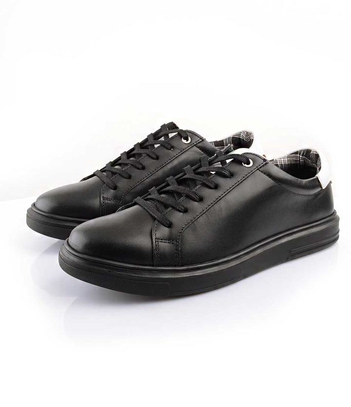 Black Leather Low-top Sneakers