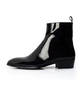 Cuban Zipper Boots - Black Patent