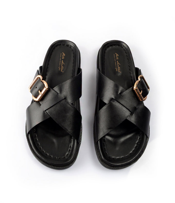 Pelle Santino - Torino Leather Slippers - Black - best Leather slippers in India