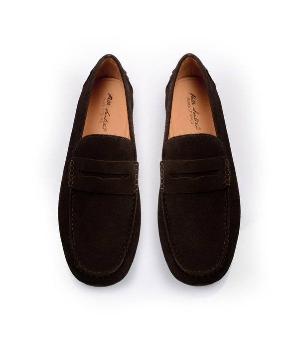 
Suede Penny Driving Loafer - Brown - Pelle Santino - Best driving shoes in India 