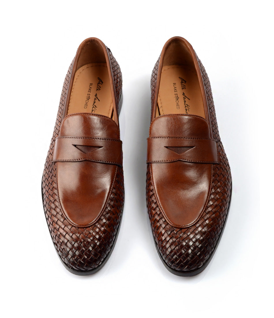 Pelle Santino - Hanwoven Penny Loafers - Cognac - Best Penny Loafers in ...