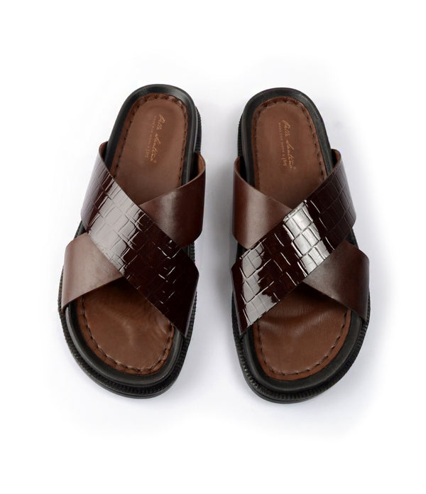 Pelle Santino - Milano Leather Slippers - Brown - best leather slippers in India