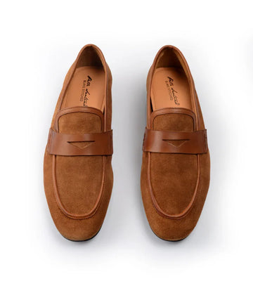 Suede Combination Loafers - Beige - Ultra-Flex