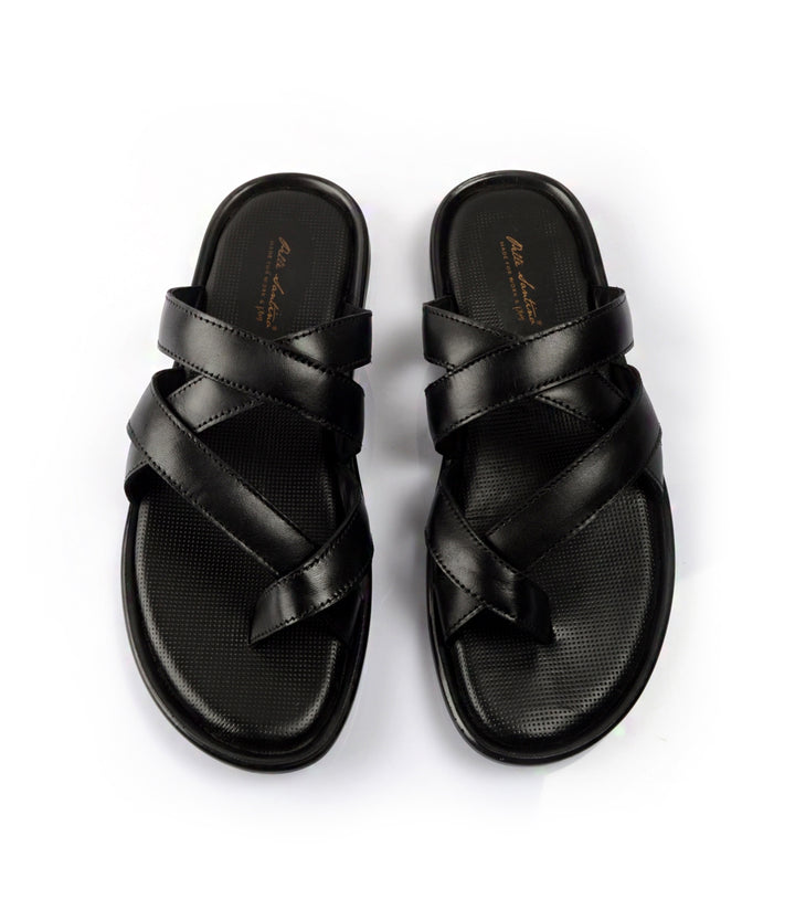 Pelle Santino - Venezia Leather Slippers - Black - best Leather slippers in India