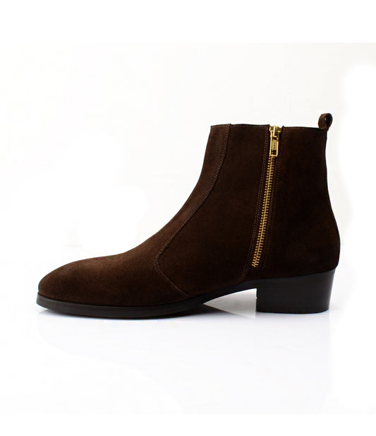 Pelle Santino - Cuban Zipper Boots - Brown Suede - best Suede boots in India