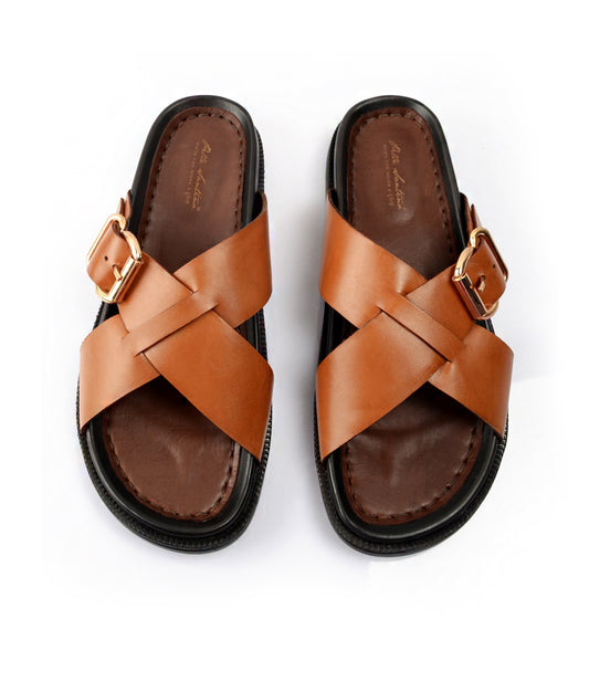 Pelle Santino - Torino Leather Slippers - Tan - best Leather slippers in India