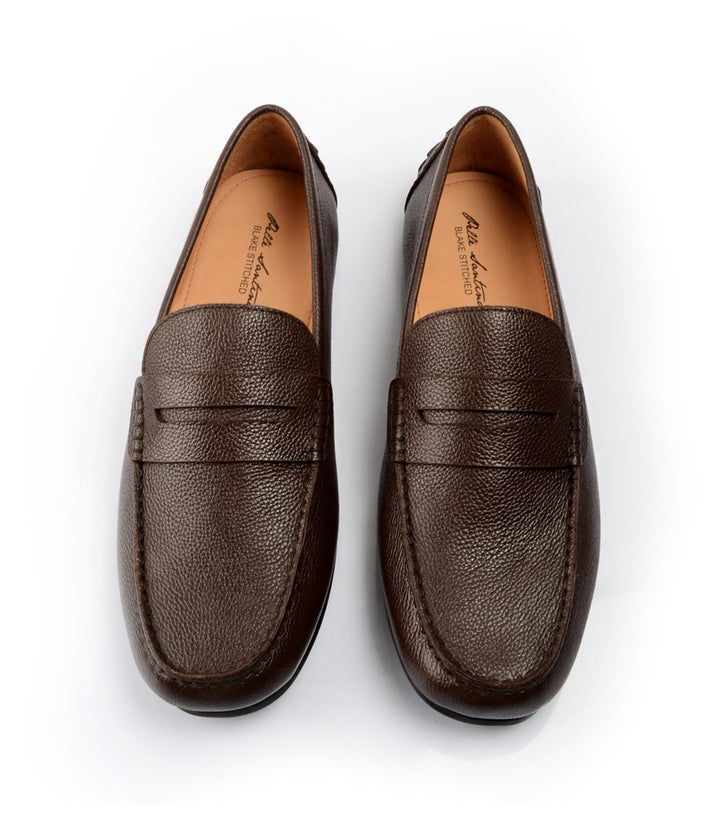 Pelle Santino - Milled Penny Driving Loafer - Brown