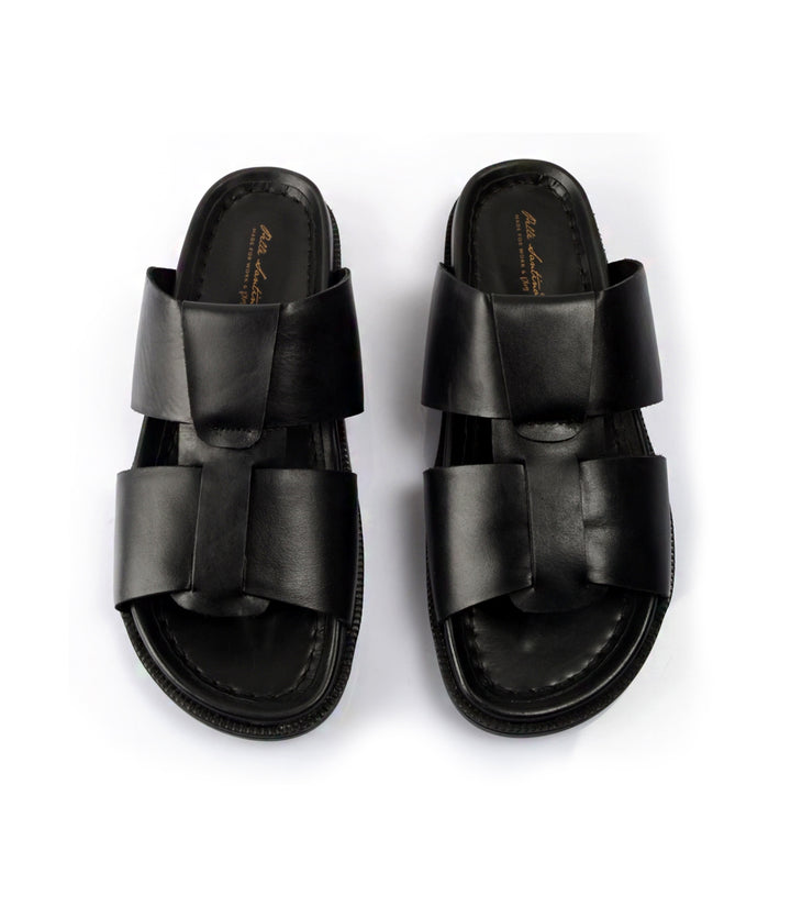 Pelle Santino - Roma Leather Slippers - Black - best leather slippers in India