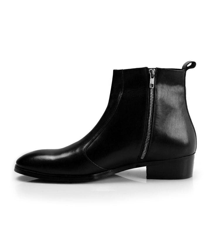 Pelle Santino - Cuban Zipper Boots - Black Leather - best Suede boots ...
