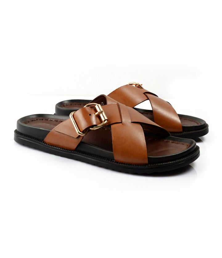 Pelle Santino - Torino Leather Slippers - Tan - best Leather slippers in India