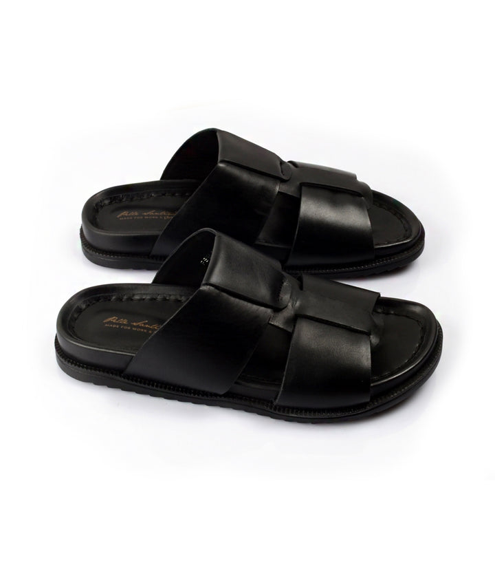 Pelle Santino - Roma Leather Slippers - Black - best leather slippers in India