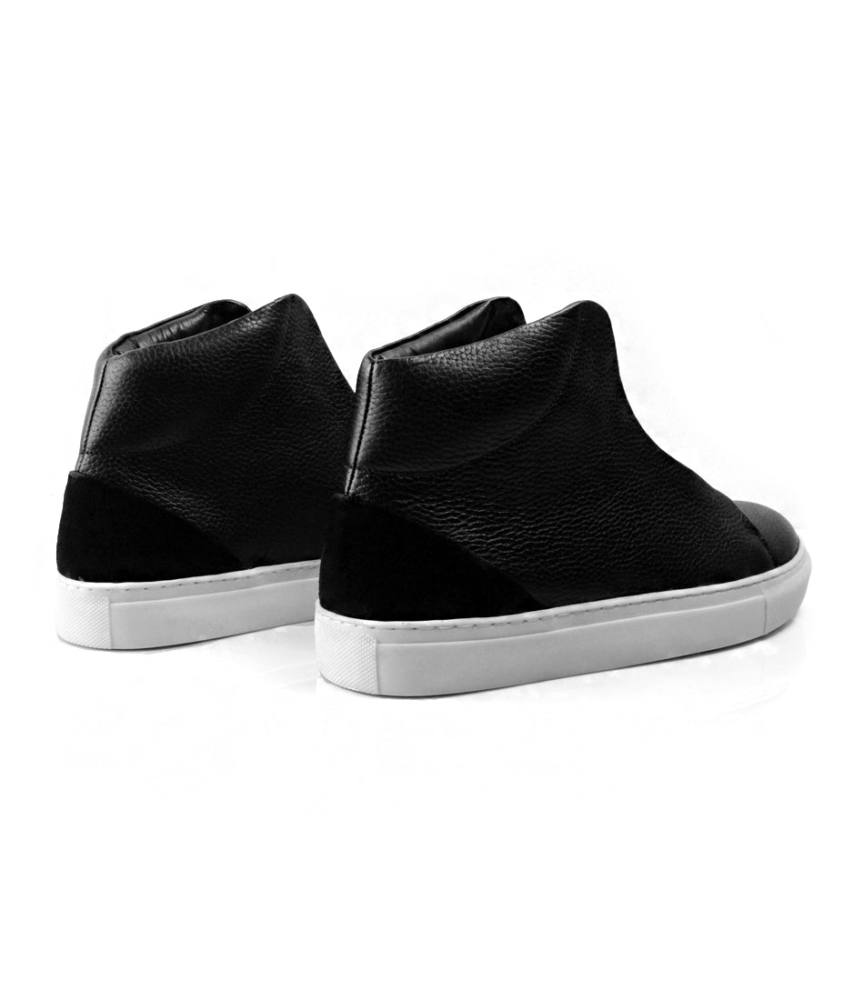 Mens black leather high cheap top sneakers