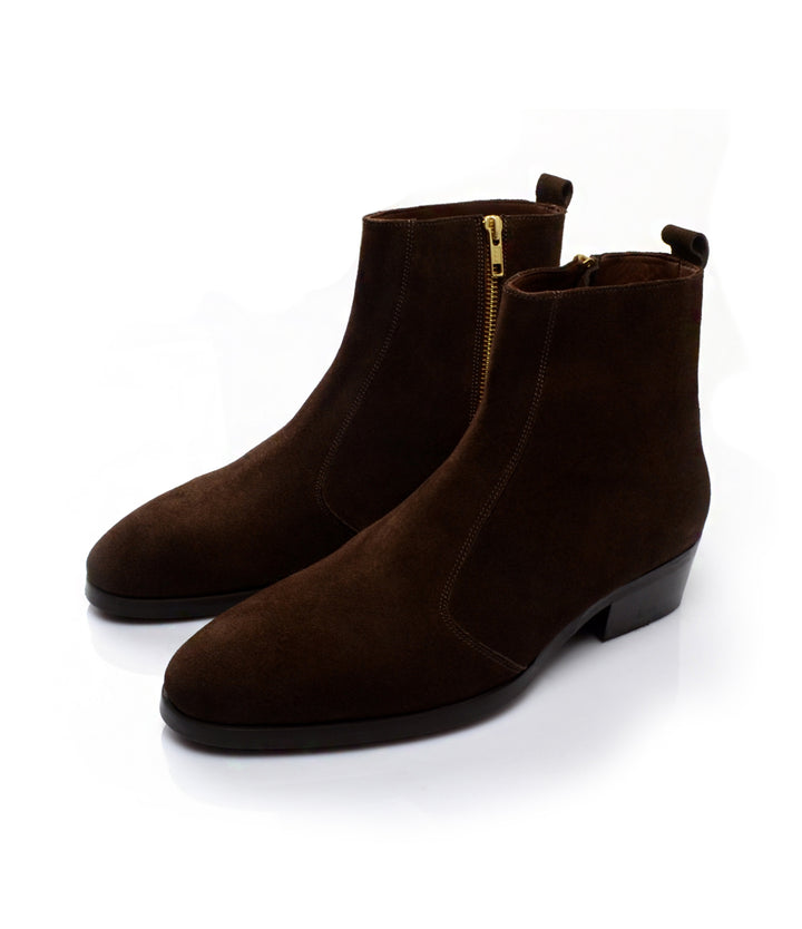 Pelle Santino - Cuban Zipper Boots - Brown Suede - best Suede boots in India