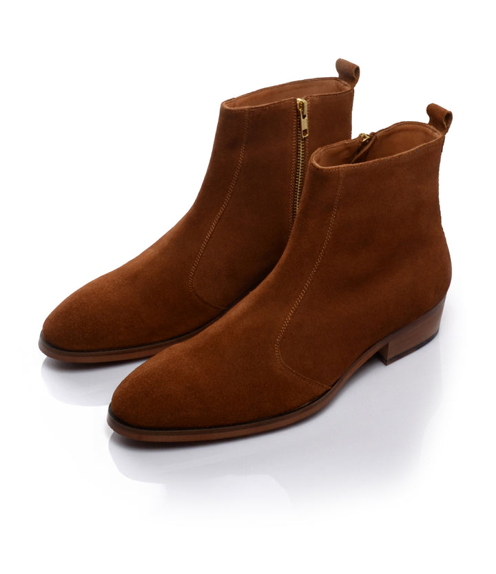 Pelle Santino Cuban Zipper Boots Beige Suede best Suede