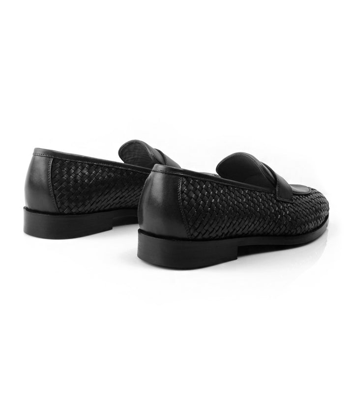 Pelle Santino - Hanwoven Penny Loafers - Black - Best Penny Loafers in India