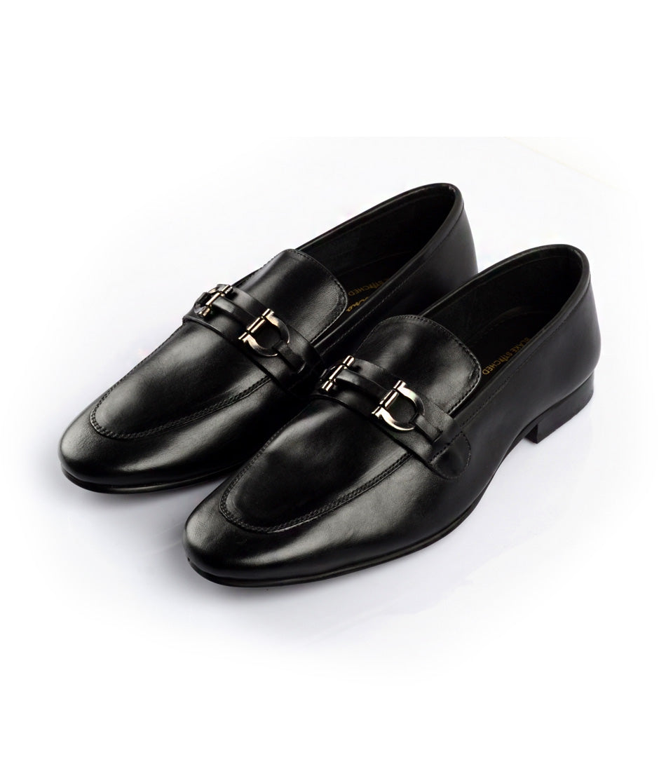 Pelle Santino - Leather Bit Loafers - Black – The Dapper Man