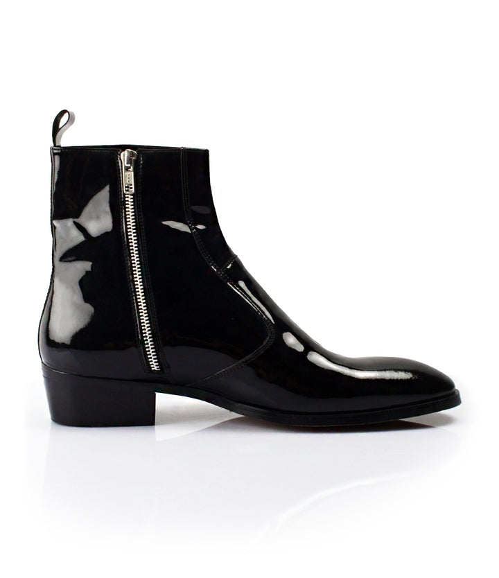 Pelle Santino - Cuban Zipper Boots - Black Patent - best patent boots ...