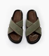 Milano Leather Slippers - Olive Suede