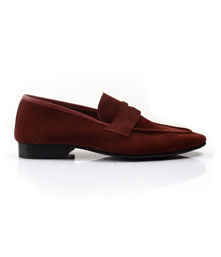 Pelle Santino - Burgundy Suede Penny Loafers - Ultra-Flex - best suede loafers in India