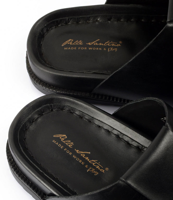 Pelle Santino - Torino Leather Slippers - Black - best Leather slippers in India