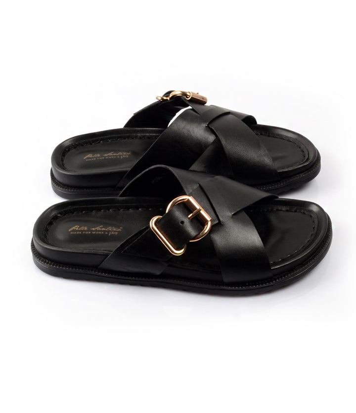 Pelle Santino - Torino Leather Slippers - Black - best Leather slippers in India