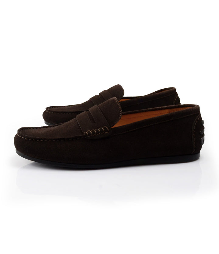 Suede Penny Driving Loafer - Brown - Pelle Santino - Best driving shoes in India 
