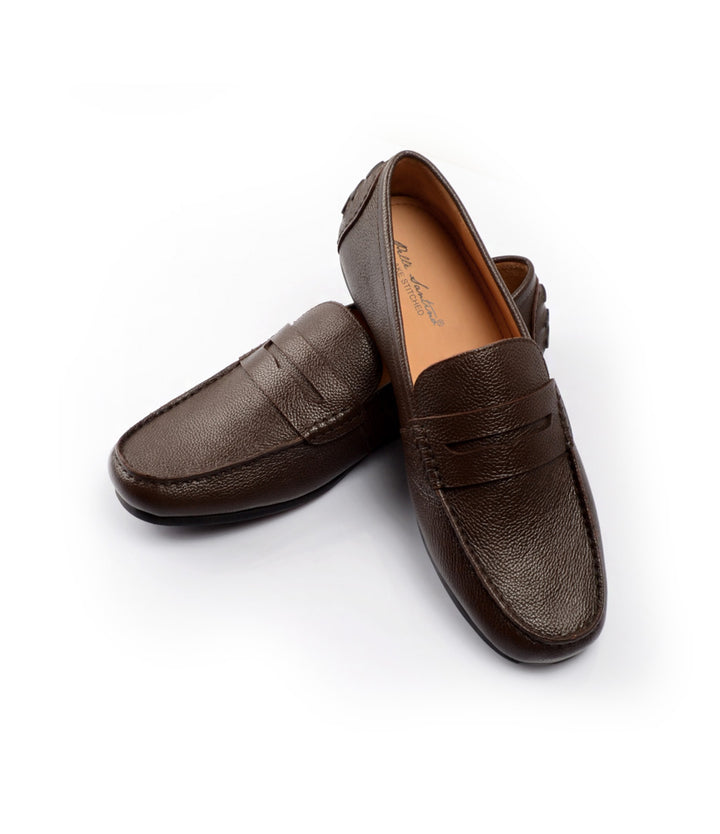 Pelle Santino - Milled Penny Driving Loafer - Brown
