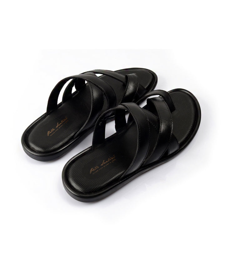 Pelle Santino - Venezia Leather Slippers - Black - best Leather slippers in India