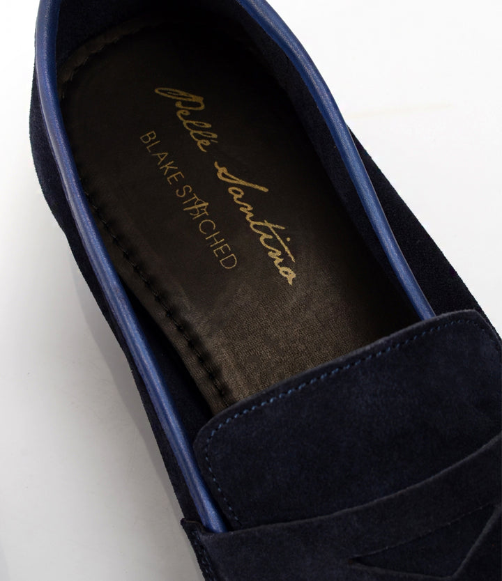 Pelle Santino - Blue Suede Penny Loafers - Ultra-Flex - best suede loafers in India