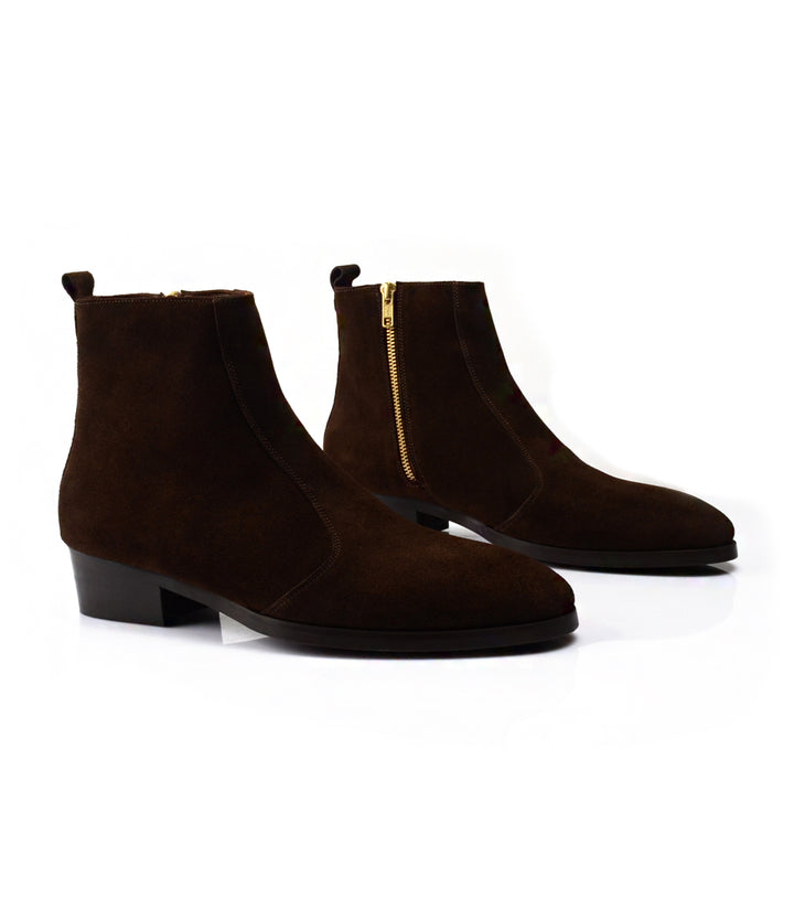 Pelle Santino - Cuban Zipper Boots - Brown Suede - best Suede boots in India