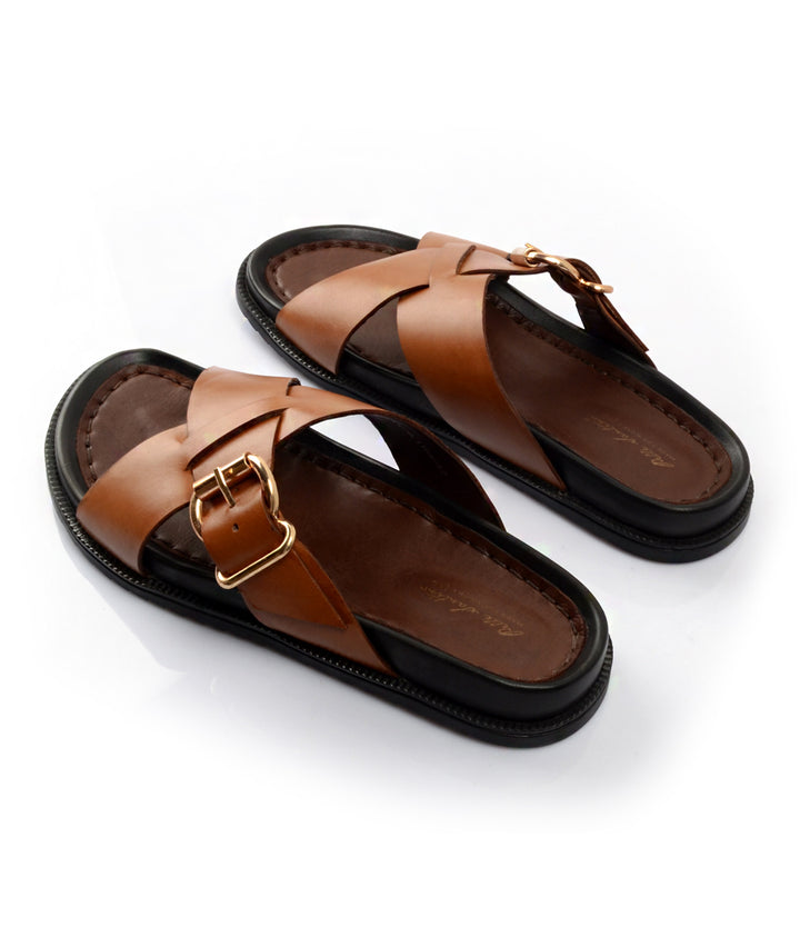 Pelle Santino - Torino Leather Slippers - Tan - best Leather slippers in India