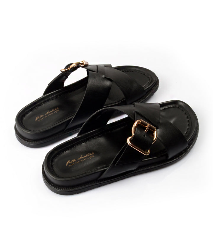 Pelle Santino - Torino Leather Slippers - Black - best Leather slippers in India