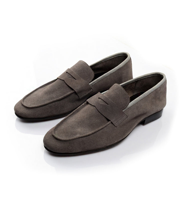 Pelle Santino - Grey Suede Penny Loafers - Ultra-Flex - best suede loafers in India