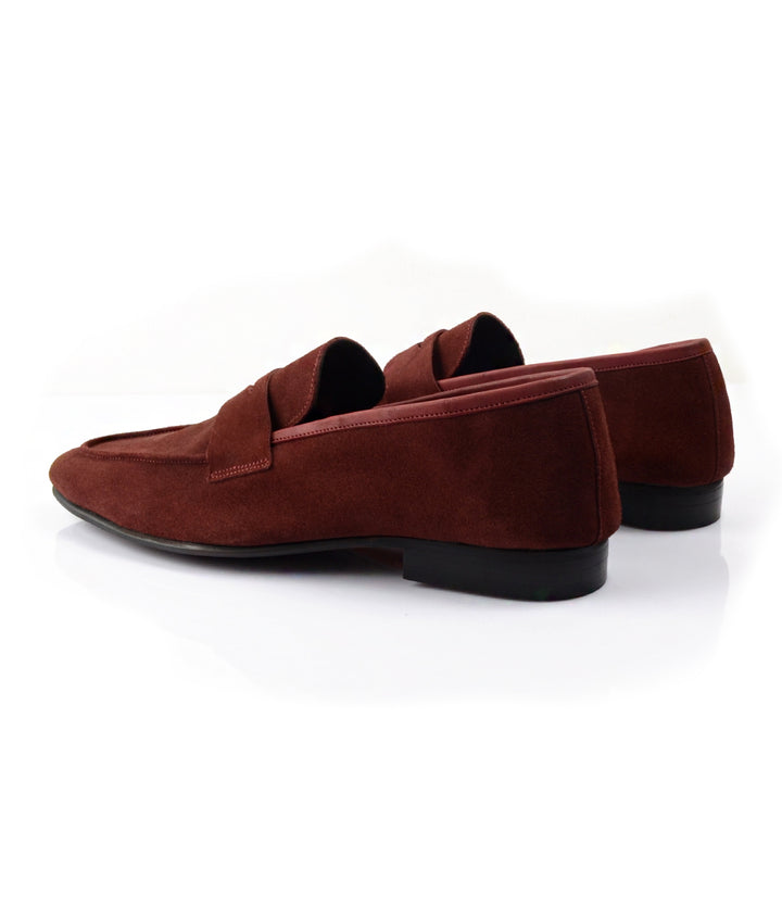 Pelle Santino - Burgundy Suede Penny Loafers - Ultra-Flex - best suede loafers in India