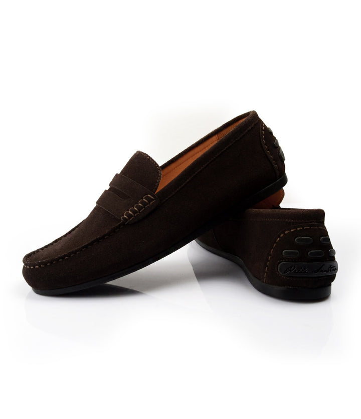 Suede Penny Driving Loafer - Brown - Pelle Santino - Best driving shoes in India 