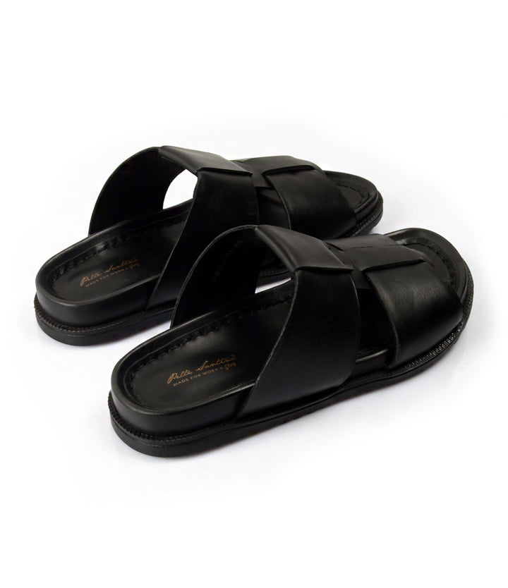 Pelle Santino - Roma Leather Slippers - Black - best leather slippers in India