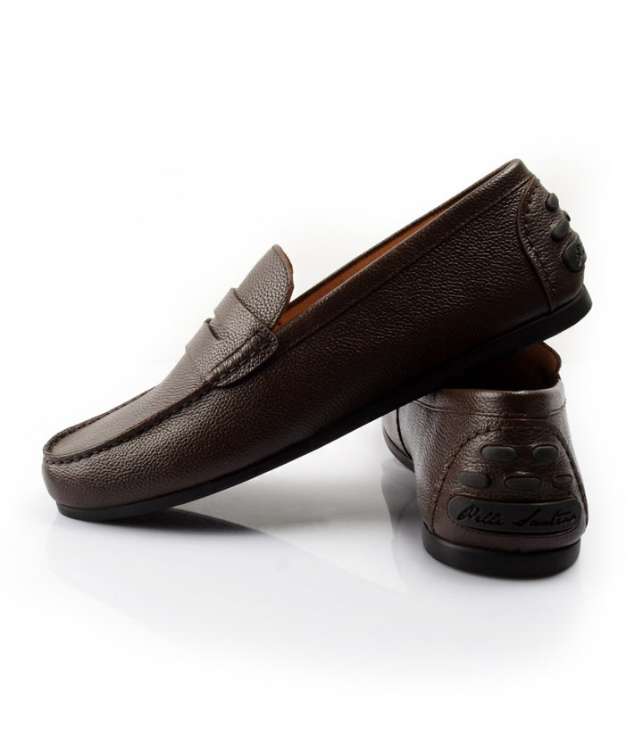 Pelle Santino - Milled Penny Driving Loafer - Brown