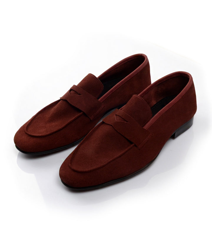 Pelle Santino - Burgundy Suede Penny Loafers - Ultra-Flex - best suede loafers in India