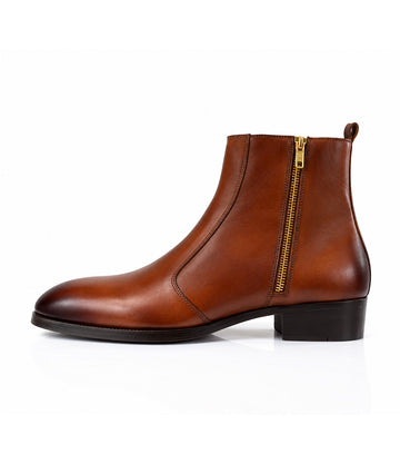 Cuban Zipper Boots - Cognac