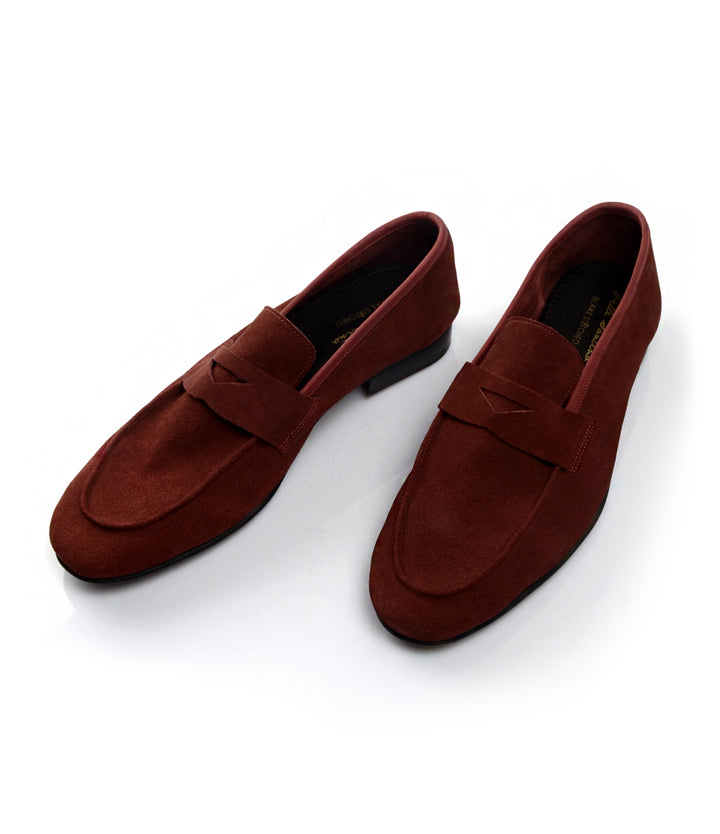 Pelle Santino - Burgundy Suede Penny Loafers - Ultra-Flex - best suede loafers in India