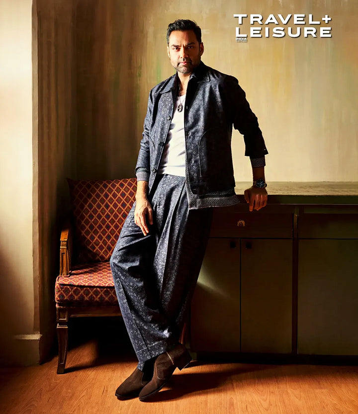 Abhay Deol for Travel + Leisure magazine and Pelle Santino - Cuban Zipper Boots - Brown Suede - best Suede boots in India