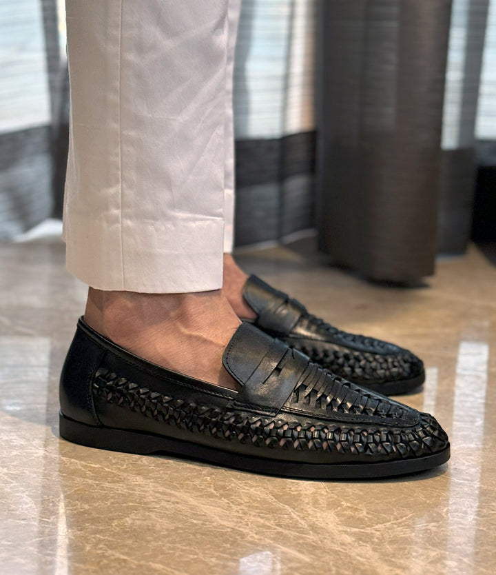 Pelle Santino - FlexWeave Loafers - Black - most comfortable loafers in India