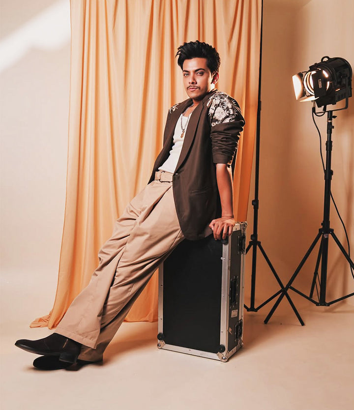 Vishal Jethwa in Pelle Santino Brown Suede Cuban Zipper boots
