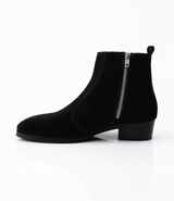 Cuban Zipper Boots - Black Suede