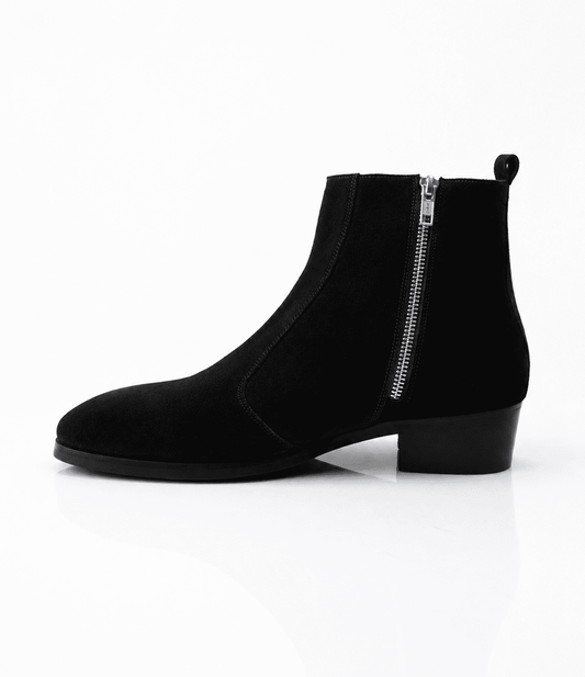 Pelle Santino - Cuban Zipper Boots - Black Suede - best suede boots india 