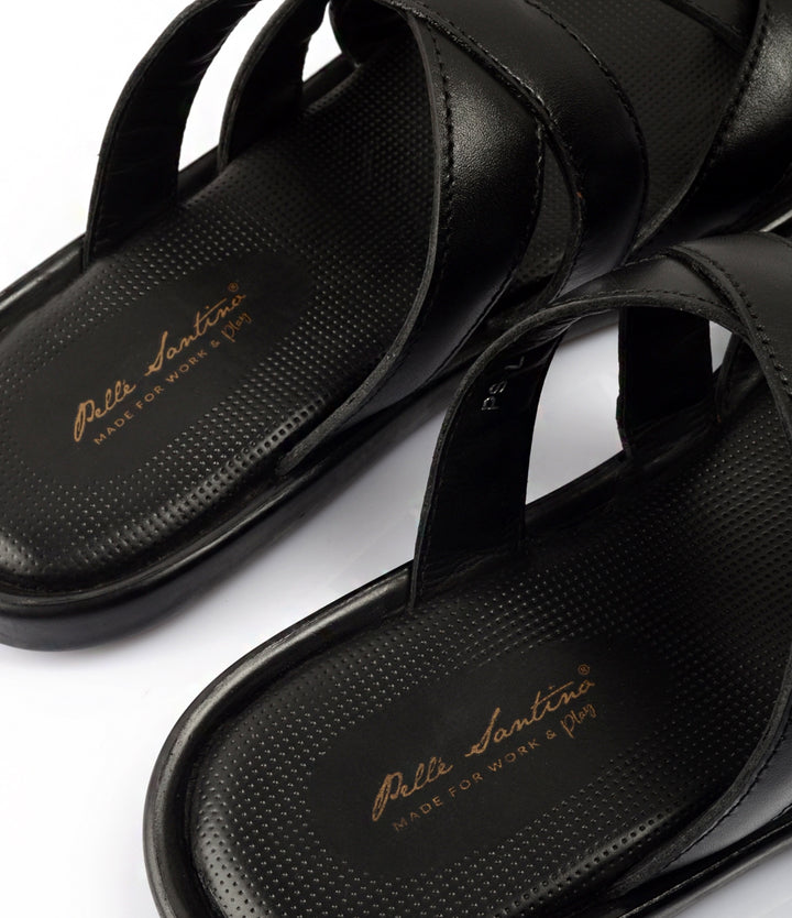 Pelle Santino - Venezia Leather Slippers - Black - best Leather slippers in India