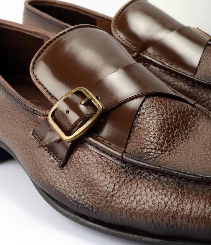 Pelle Santino - Brown Milled Single Monk Loafers - Ultra-Flex – The ...